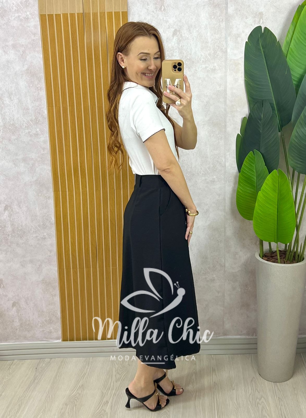Milla Chic - millachic com br saia perla em alfaiataria marrant natural copia Saia Perla em Alfaiataria Marrant - Preta - Milla Chic