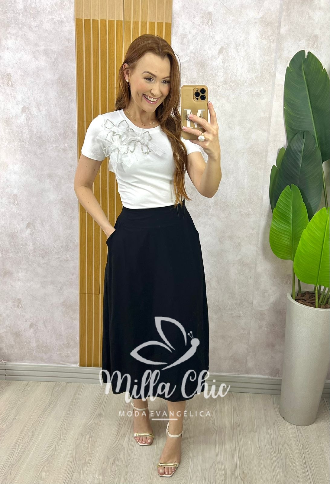 Milla Chic - millachic com br saia raquel em viscolinho preta 1 Saia Raquel Em Viscolinho - Preta - Milla Chic