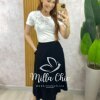 Saia Raquel Em Viscolinho - Preta - Milla Chic