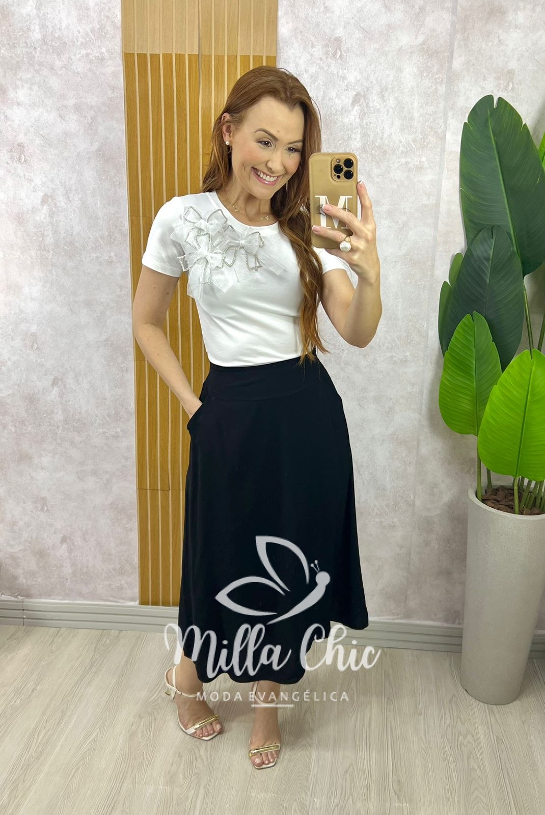 Milla Chic - millachic com br saia raquel em viscolinho preta 4 Saia Raquel Em Viscolinho - Preta - Milla Chic