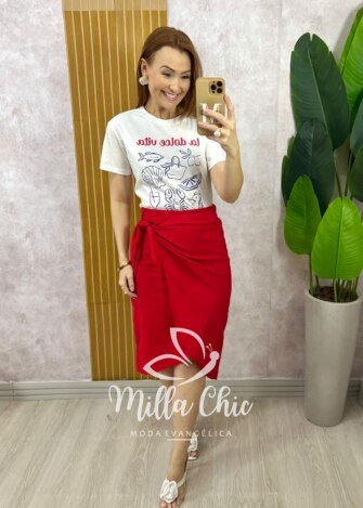 Milla Chic - millachic com br saia ravena em linho vermelha 1 Saia Ravena em Linho - Vermelha - Milla Chic