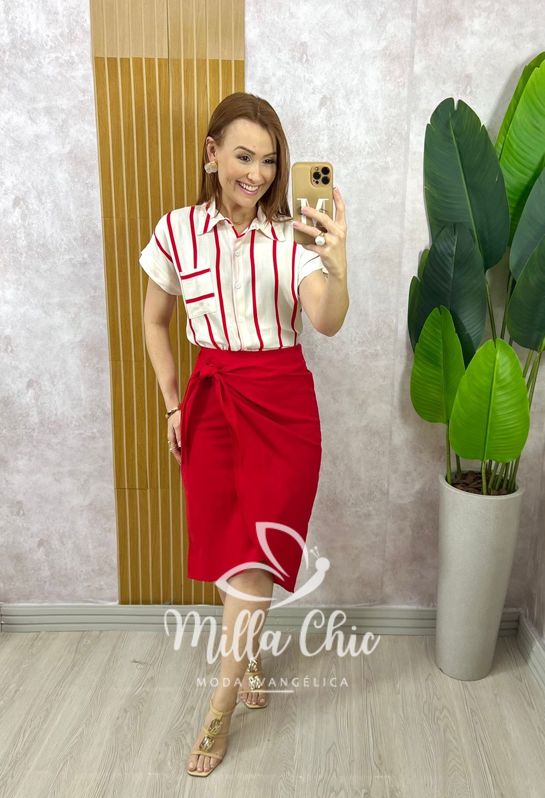 Milla Chic - millachic com br saia ravena em linho vermelha 4 Saia Ravena em Linho - Vermelha - Milla Chic