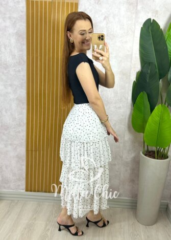 Milla Chic - millachic com br saia samanta em chiffon camadas branca 11 Saia Samanta em Chiffon Camadas - Branca - Milla Chic