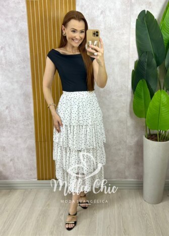 Milla Chic - millachic com br saia samanta em chiffon camadas branca 12 Saia Samanta em Chiffon Camadas - Branca - Milla Chic