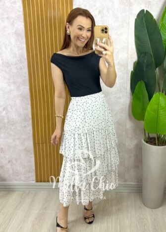 Milla Chic - millachic com br saia samanta em chiffon camadas branca 13 Saia Samanta em Chiffon Camadas - Branca - Milla Chic