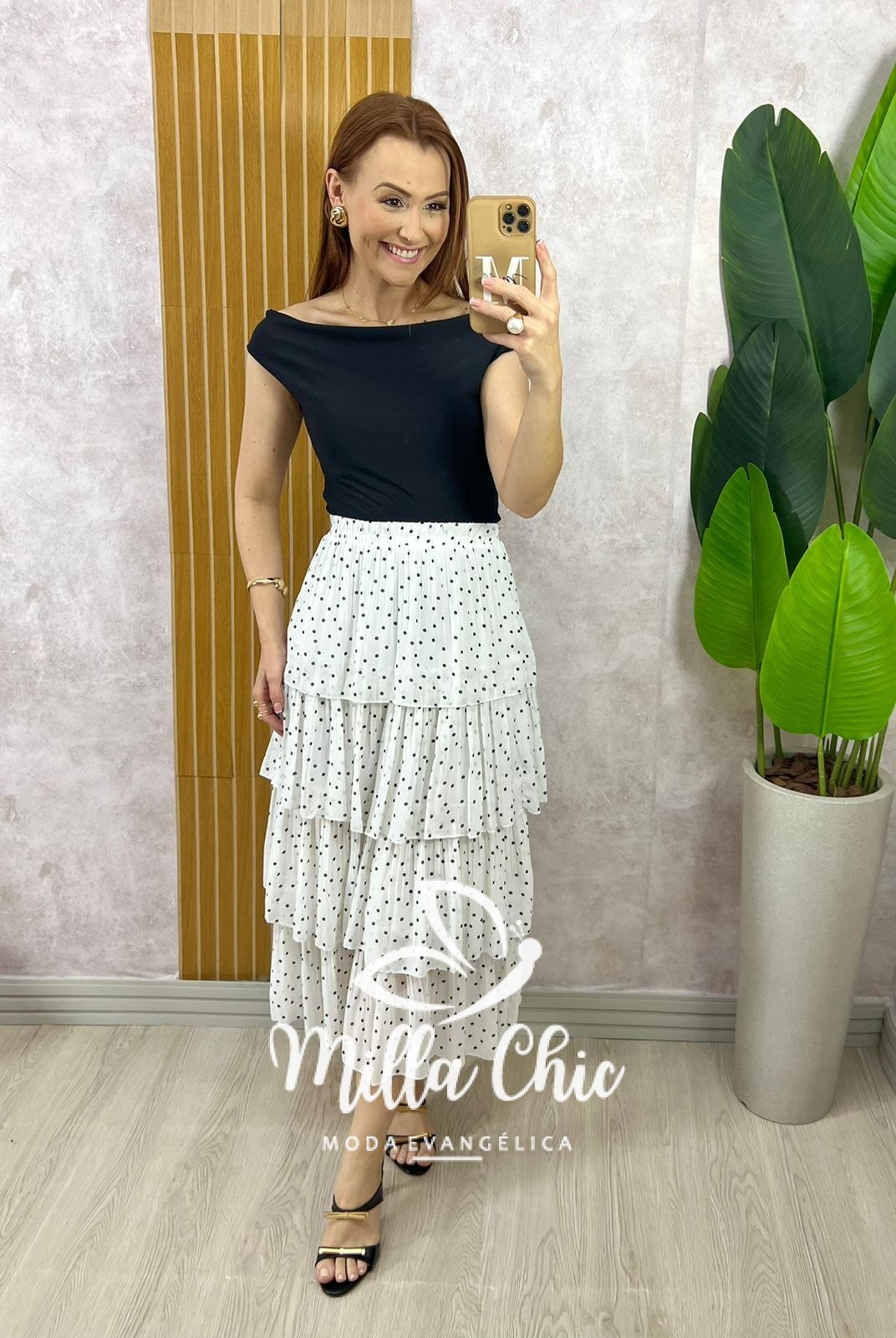 Milla Chic - millachic com br saia samanta em chiffon camadas branca 15 Saia Samanta em Chiffon Camadas - Branca - Milla Chic