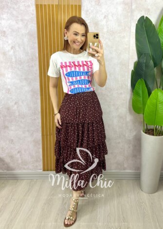 Milla Chic - millachic com br saia samanta em chiffon camadas branca 2 Saia Samanta em Chiffon Camadas - Branca - Milla Chic