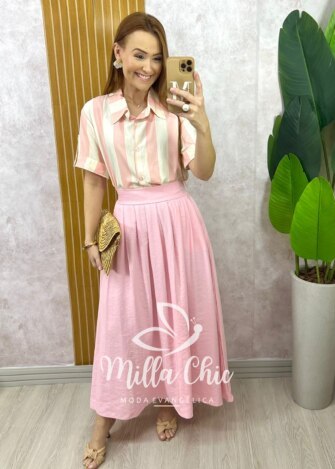 Milla Chic - millachic com br saia silvia em alfaiataria marrant rosa 1 Saia Silvia em Alfaiataria Marrant - Rosa - Milla Chic