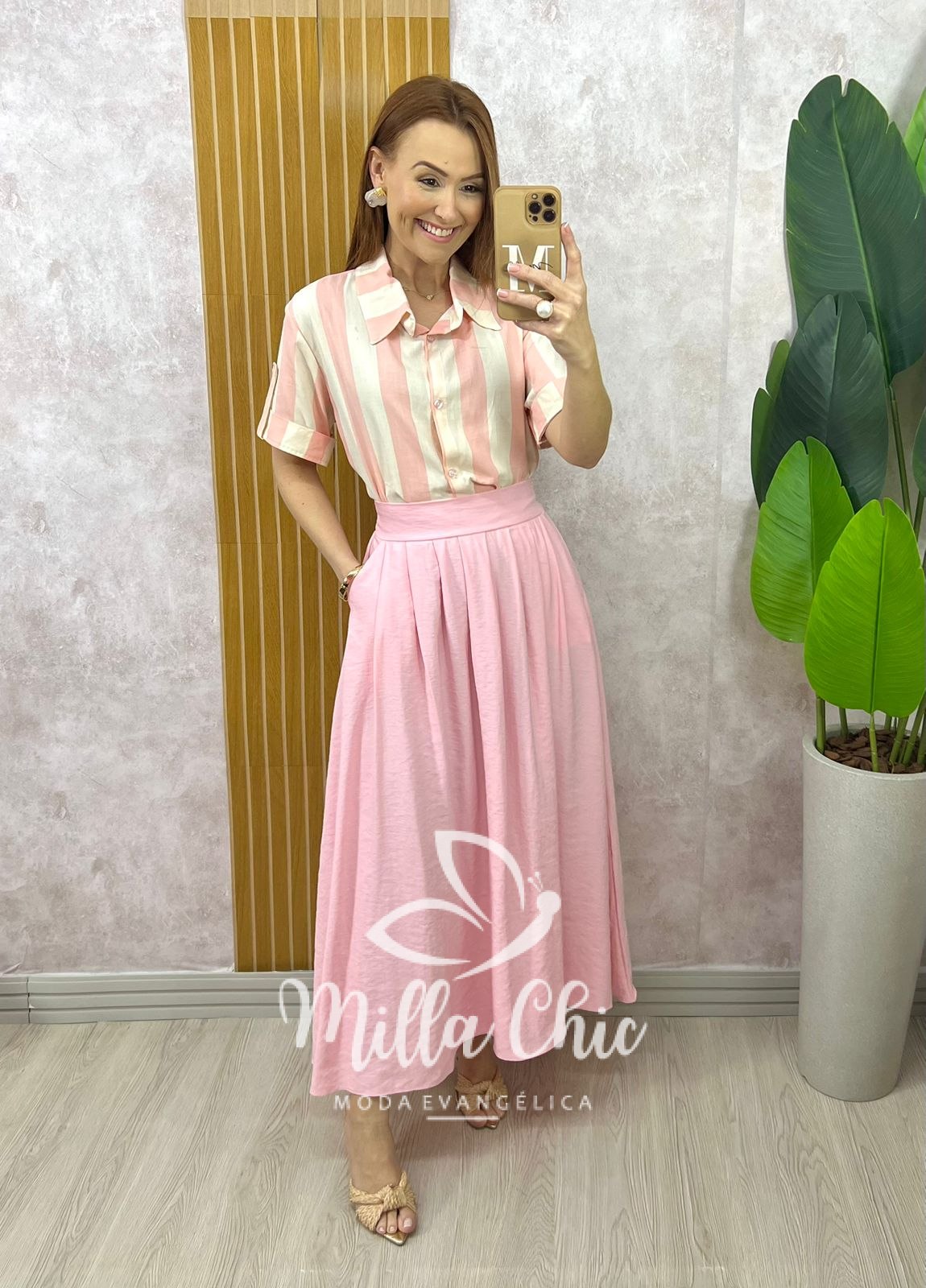 Milla Chic - millachic com br saia silvia em alfaiataria marrant rosa 3 Saia Silvia em Alfaiataria Marrant - Rosa - Milla Chic