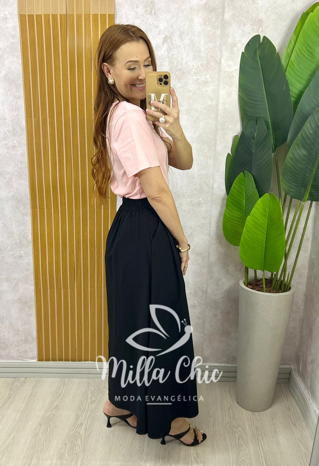 Milla Chic - millachic com br saia silvia em alfaiataria marrant rosa copia 1 Saia Silvia em Alfaiataria Marrant - Preta - Milla Chic