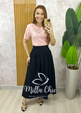 Milla Chic - millachic com br saia silvia em alfaiataria marrant rosa copia 2 Saia Silvia em Alfaiataria Marrant - Preta - Milla Chic