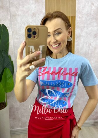 T-shirt Mar 100% Algodão - Preta - Milla Chic