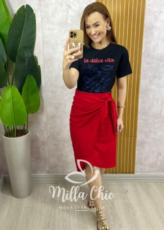 T-shirt Mar 100% Algodão - Preta - Milla Chic