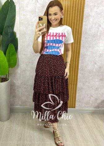 T shirt Sardinha 100% algodão - Off White - Milla Chic