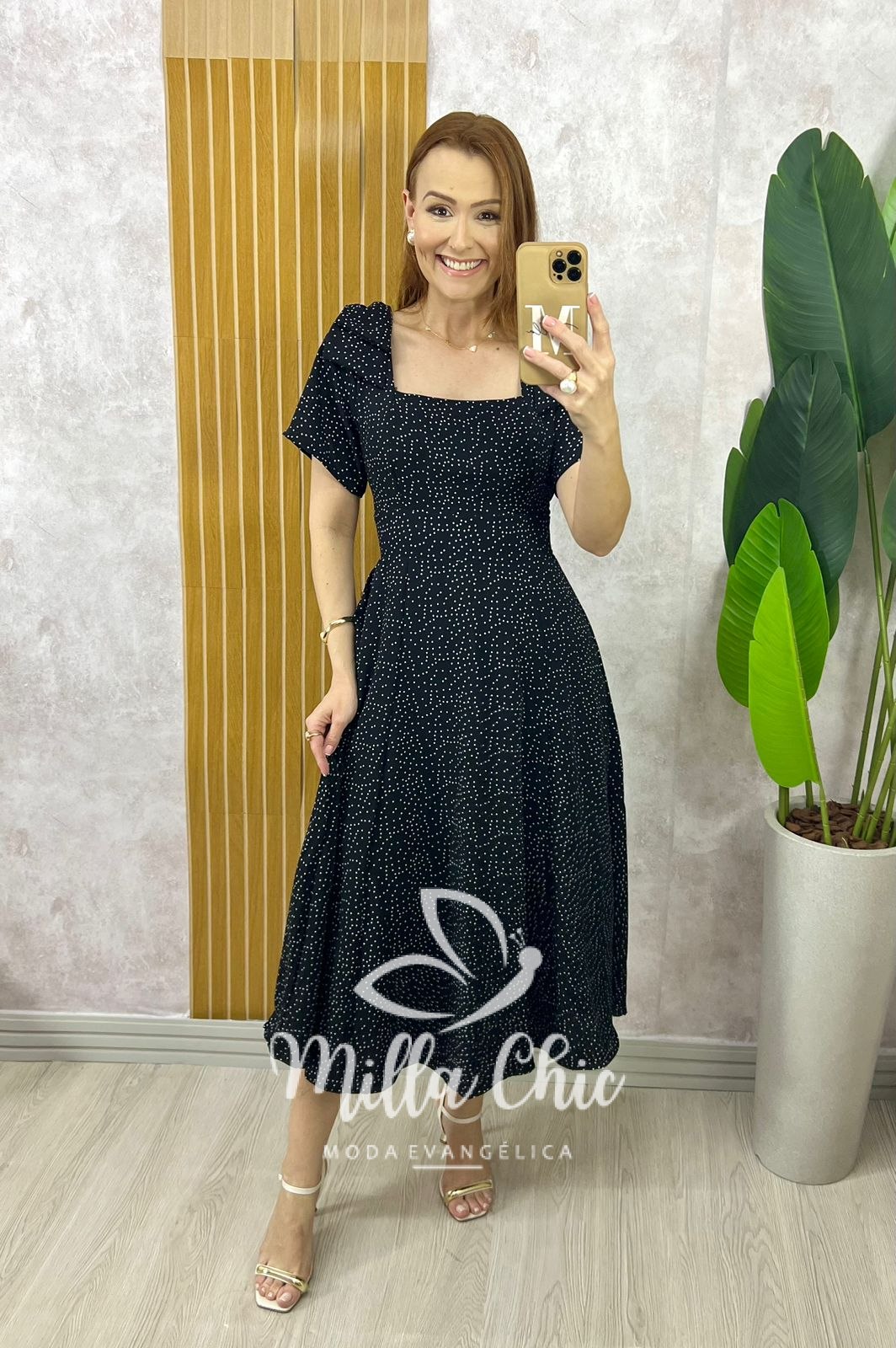 Milla Chic - millachic com br vestido agnes em poa preto 2 Vestido Agnes em Póa - Preto - Milla Chic
