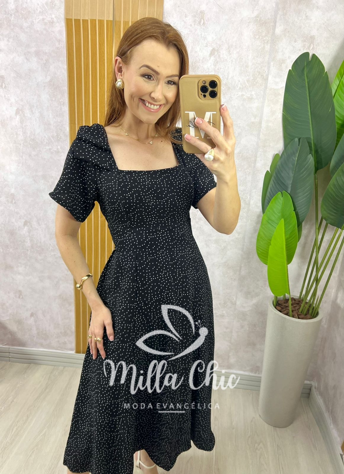 Milla Chic - millachic com br vestido agnes em poa preto 3 Vestido Agnes em Póa - Preto - Milla Chic