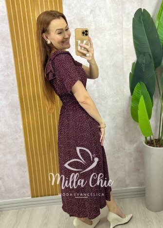 Vestido Agnes em Póa - Marsala - Milla Chic