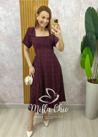 Vestido Agnes em Póa - Marsala - Milla Chic
