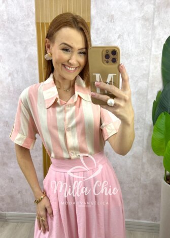 Vestido Amanda Comfy em Viscolycra Poá - Azul Baby - Milla Chic