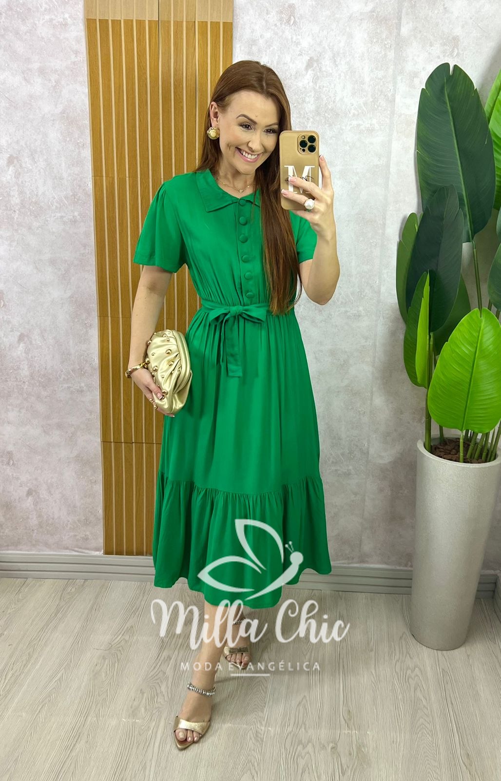 Milla Chic - millachic com br vestido anelise em viscolinho amarelo copia Vestido Anelise Em Viscolinho - Verde - Milla Chic