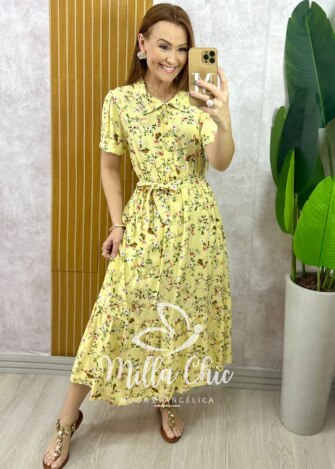 Milla Chic - millachic com br vestido anelise em viscolinho rosa copia 2 Vestido Anelise Em Viscolinho - Amarelo - Milla Chic