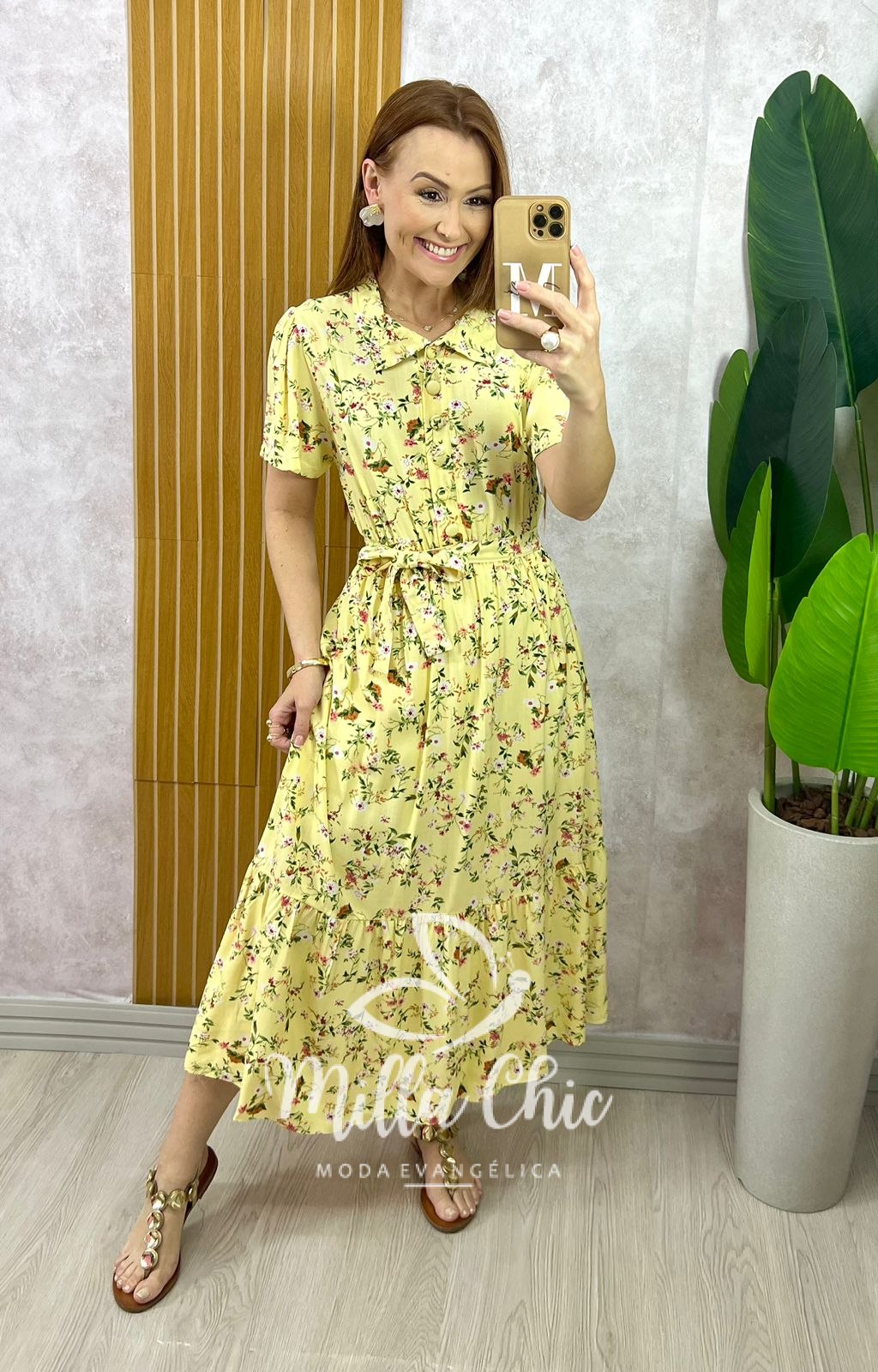 Milla Chic - millachic com br vestido anelise em viscolinho rosa copia 2 Vestido Anelise Em Viscolinho - Amarelo - Milla Chic