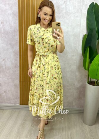 Milla Chic - millachic com br vestido anelise em viscolinho rosa copia 3 Vestido Anelise Em Viscolinho - Amarelo - Milla Chic