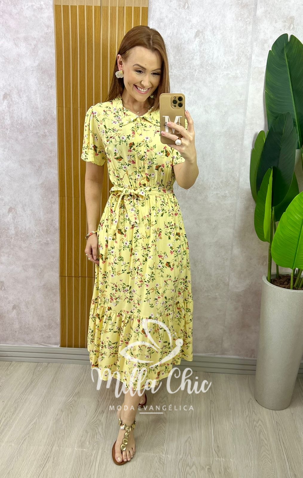 Milla Chic - millachic com br vestido anelise em viscolinho rosa copia 3 Vestido Anelise Em Viscolinho - Amarelo - Milla Chic