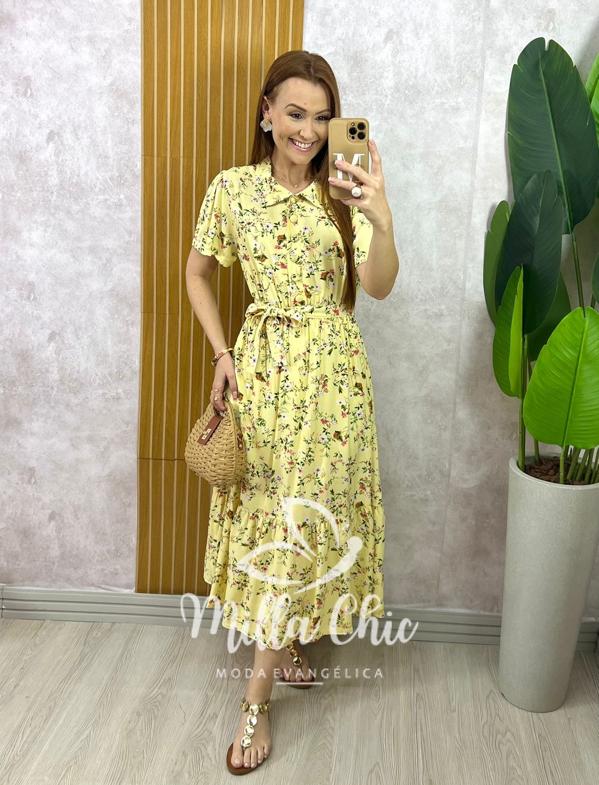 Milla Chic - millachic com br vestido anelise em viscolinho rosa copia Vestido Anelise Em Viscolinho - Amarelo - Milla Chic