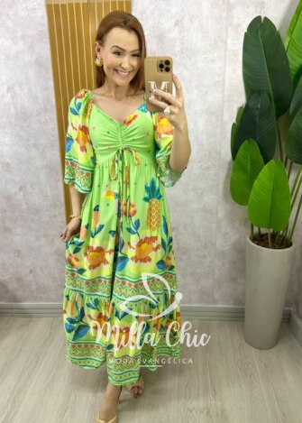 Vestido Catarina Em Viscosarja - Azul Marinho - Milla Chic