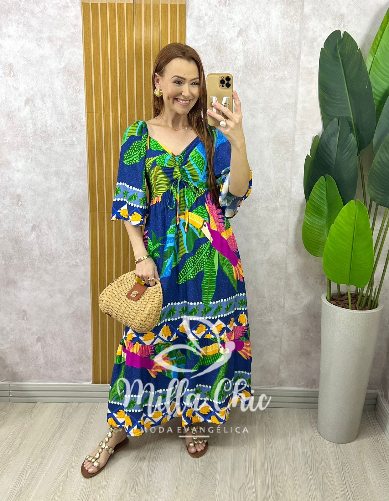 Milla Chic - millachic com br vestido catarina em viscosarja azul marinho 5 Vestido Catarina Em Viscosarja - Azul Marinho - Milla Chic