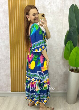Milla Chic - millachic com br vestido catarina em viscosarja azul marinho 6 Vestido Catarina Em Viscosarja - Azul Marinho - Milla Chic