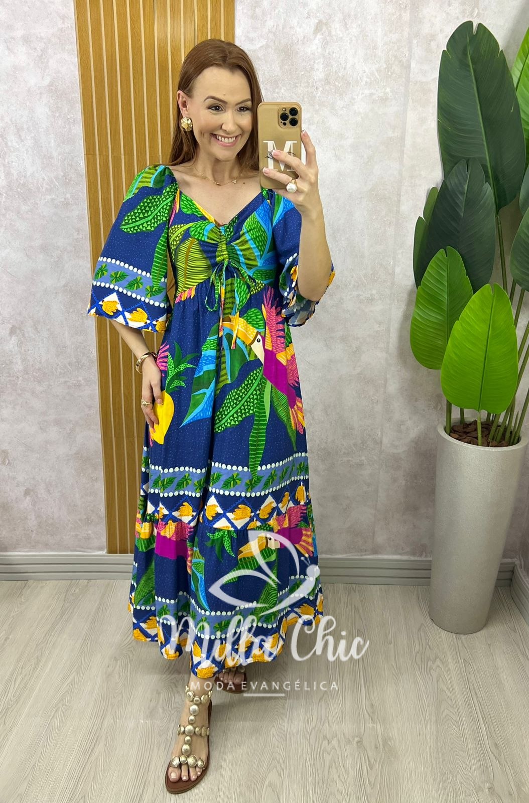 Milla Chic - millachic com br vestido catarina em viscosarja azul marinho 7 Vestido Catarina Em Viscosarja - Azul Marinho - Milla Chic