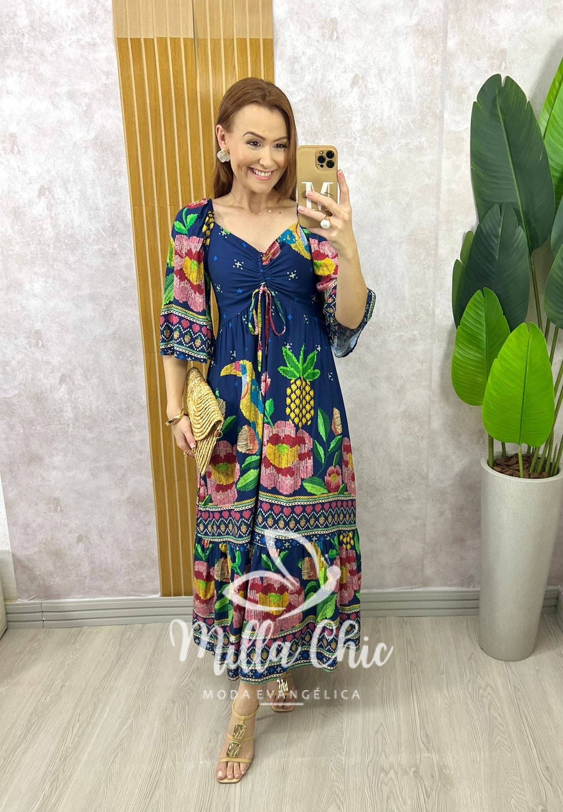 Milla Chic - millachic com br vestido catarina em viscosarja azul oceano 1 Vestido Catarina Em Viscosarja - Azul Oceano - Milla Chic