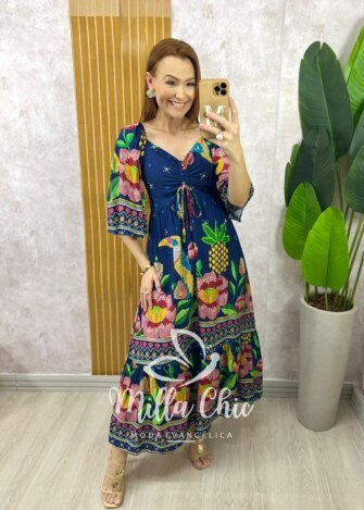 Milla Chic - millachic com br vestido catarina em viscosarja menta copia 2 Vestido Catarina Em Viscosarja - Azul Oceano - Milla Chic