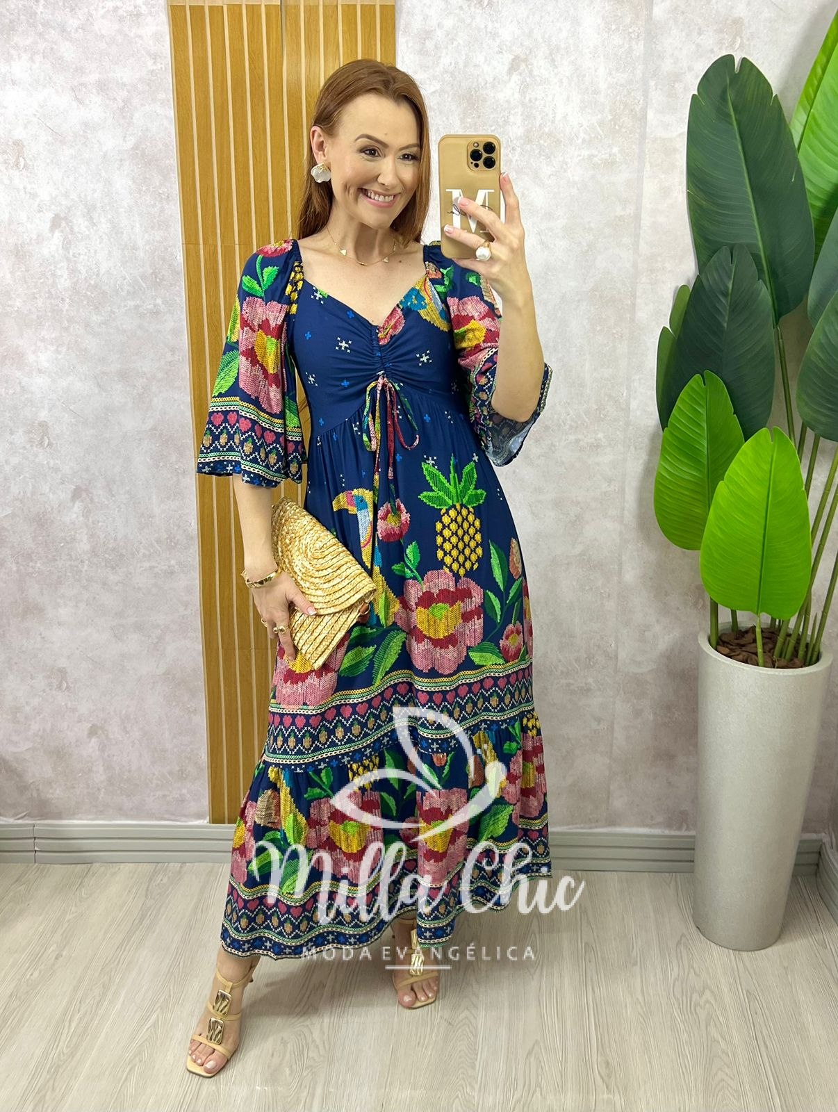 Milla Chic - millachic com br vestido catarina em viscosarja menta copia Vestido Catarina Em Viscosarja - Azul Oceano - Milla Chic