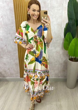 Vestido Catarina Em Viscosarja - Off White - Milla Chic