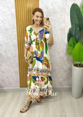 Vestido Catarina Em Viscosarja - Off White - Milla Chic