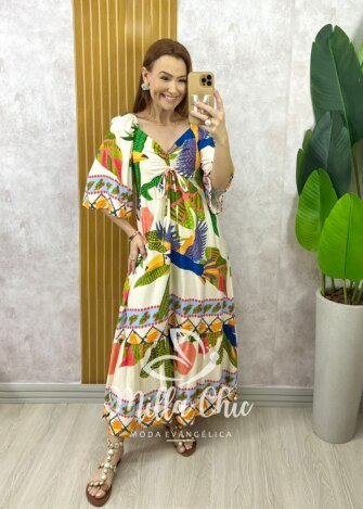 Vestido Catarina Em Viscosarja - Off White - Milla Chic