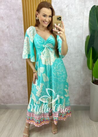 Vestido Catarina Em Viscosarja - Verde - Milla Chic