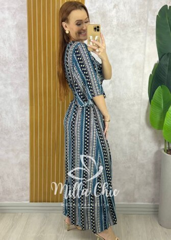 Milla Chic - millachic com br vestido chiara longo azul acquamarine 3 Vestido Chiara Longo - Azul Acquamarine - Milla Chic