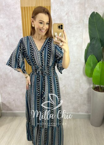 Vestido Chiara Longo - Azul Acquamarine - Milla Chic