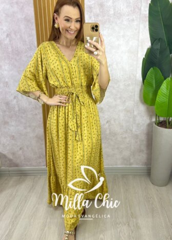Vestido Chiara Longo - Mostarda - Milla Chic