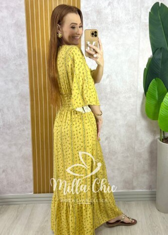 Vestido Chiara Longo - Mostarda - Milla Chic
