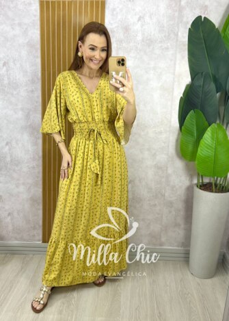 Vestido Chiara Longo - Mostarda - Milla Chic