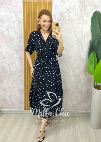 Vestido Chiara Longo em Poá - Azul - Milla Chic