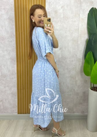 Milla Chic - millachic com br vestido chiara longo em poa azul 10 Vestido Chiara Longo em Poá - Azul - Milla Chic