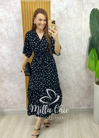 Vestido Chiara Longo em Poá - Azul - Milla Chic