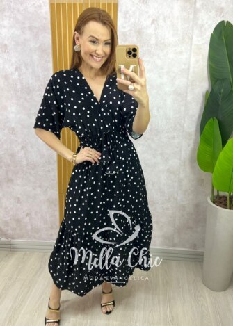 Vestido Chiara Longo em Poá - Azul - Milla Chic