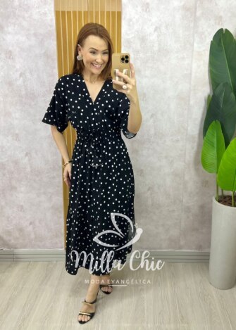 Vestido Chiara Longo em Poá - Azul - Milla Chic